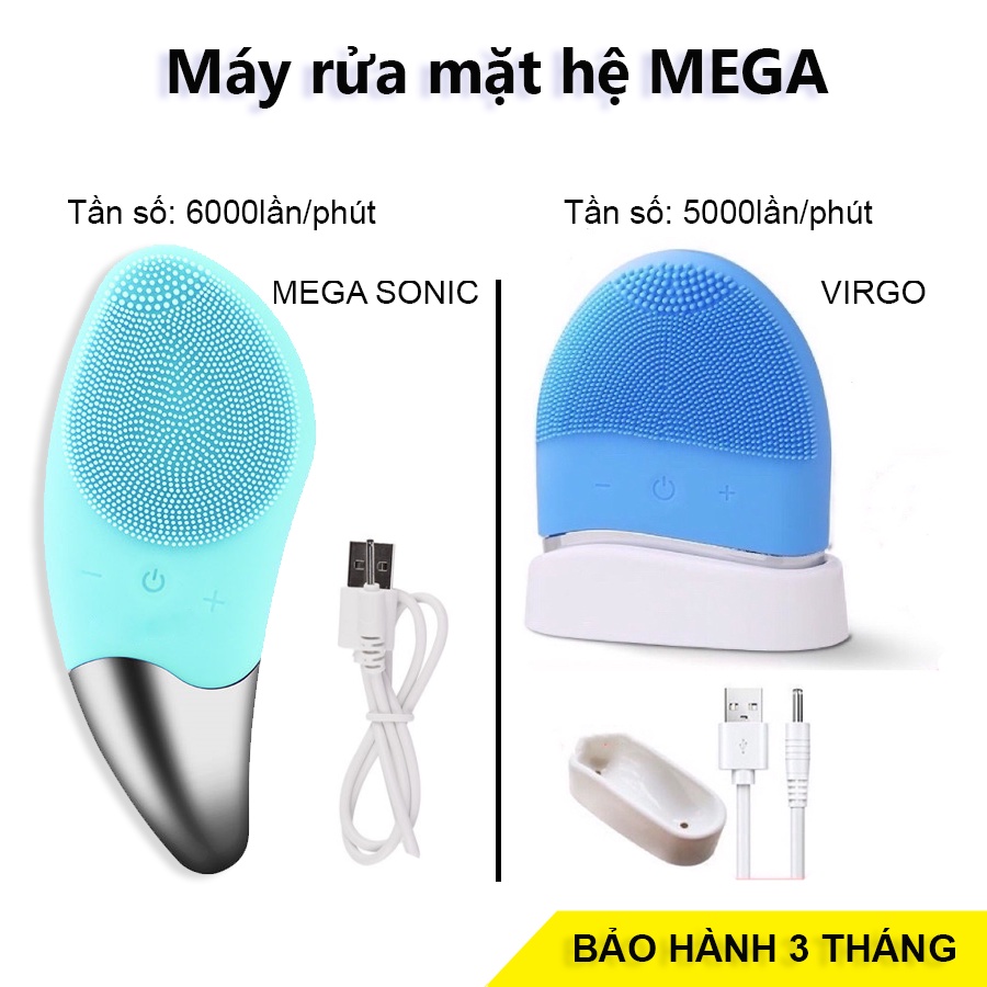 Máy Rửa Mặt Massage hệ MEGA, sạch da bằng 6 cấp độ,chống nước tuyệt đối, Pin 2h. Bảo hành đổi trả trong 3 tháng.