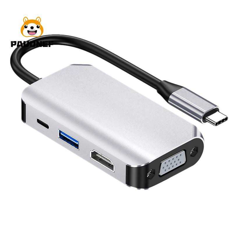 Type C 4 in 1 to HDMI Multiport Adapter Compatible HDMI+USB3.0+VGA