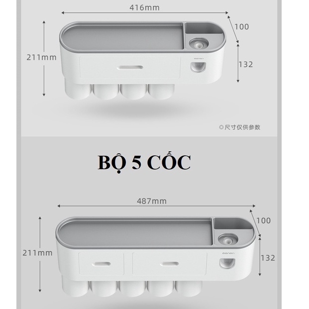 Bộ Nhả Kem Đánh Răng Tự Động, Kệ Để Bàn Chải Đánh Răng OENON- Tặng Miếng Dán