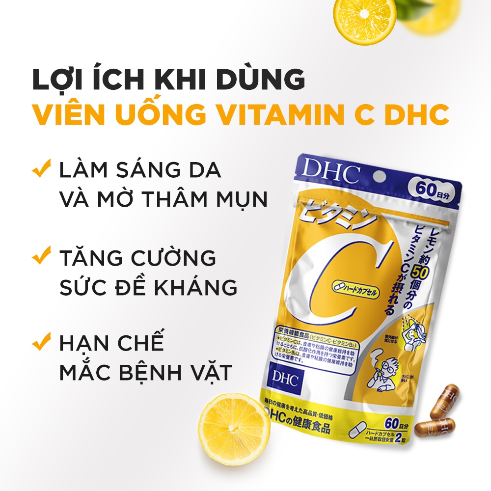 Viên uống DHC Bổ sung Vitamin C Nhật Bản 40v/gói và 120v/gói