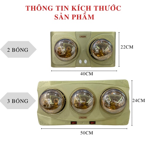 Đèn Sưởi Nhà Tắm Mùa Đông CREEN Chống Lóa, Chống Bỏng, Chống Thấm Nước