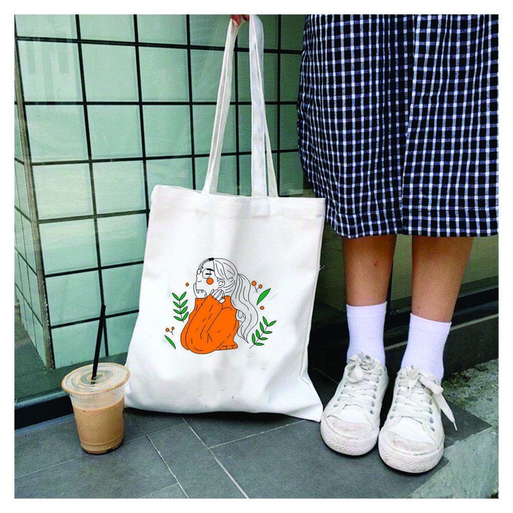Túi tote vải bố đựng đồ canvas in hình cô gái cực xinh
