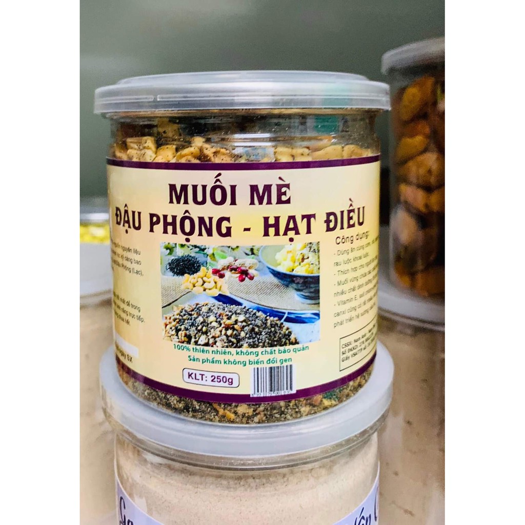 Muối Mè Đậu Phộng Hạt Điều 100% Tự Nhiên Đóng Hộp 500gr