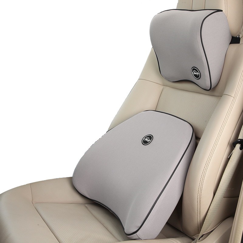 Tựa đầu và tựa lưng ghế ô tô cao su non JINGPIN 3D cao cấp (Đen - Kem - Cam - Đỏ -Xám)
