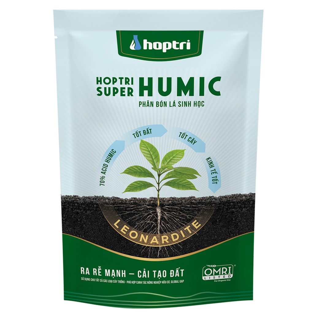 Phân bón Humic HỢP TRÍ SUPER HUMIC ra rễ cực mạnh dạng bột (gói 250 gam)