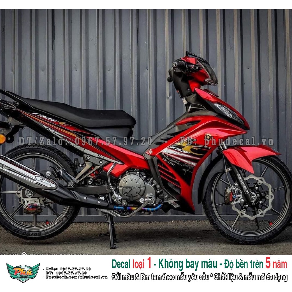 Tem rời xe Exciter 135 LC đỏ đen tia xét (A)