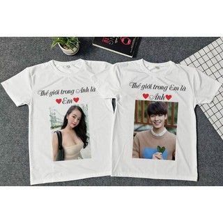Áo thun đôi in hình theo yêu cầu, áo phông nam nữ nổi bật