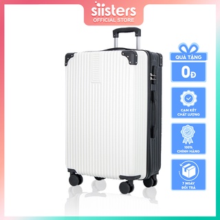 Vali kéo du lịch nhựa pc abs size 20/24/26 inch màu đen trắng siisters