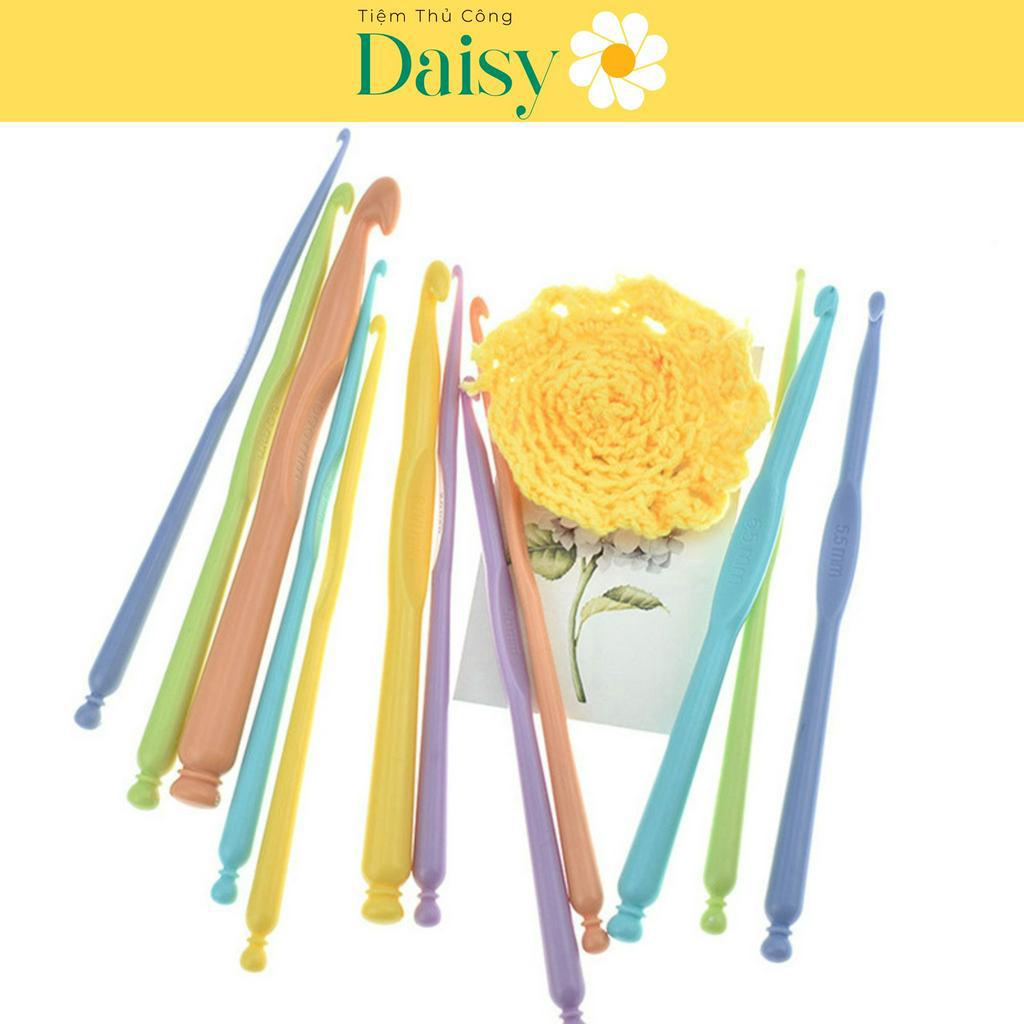 Bộ 12 Kim Móc Len Nhựa Màu Pastel Size 2.0-10mm