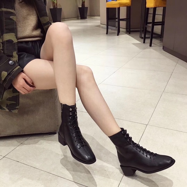(Sẵn) Bốt chiến binh buộc dây , chất da xi mờ siêu đẹp( 2 ảnh cuối shop chụp mộc)