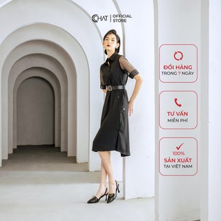 Váy Sơ mi tay phối lưới CCHAT