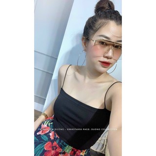 Áo 2 dây croptop đen trơn (Có ảnh thật) Freesize