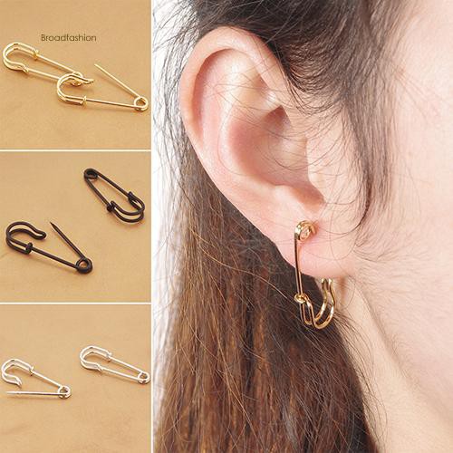 Khuyên Tai Kim Loại Hình Ghim Băng An Toàn Thời Trang Cho Nữ