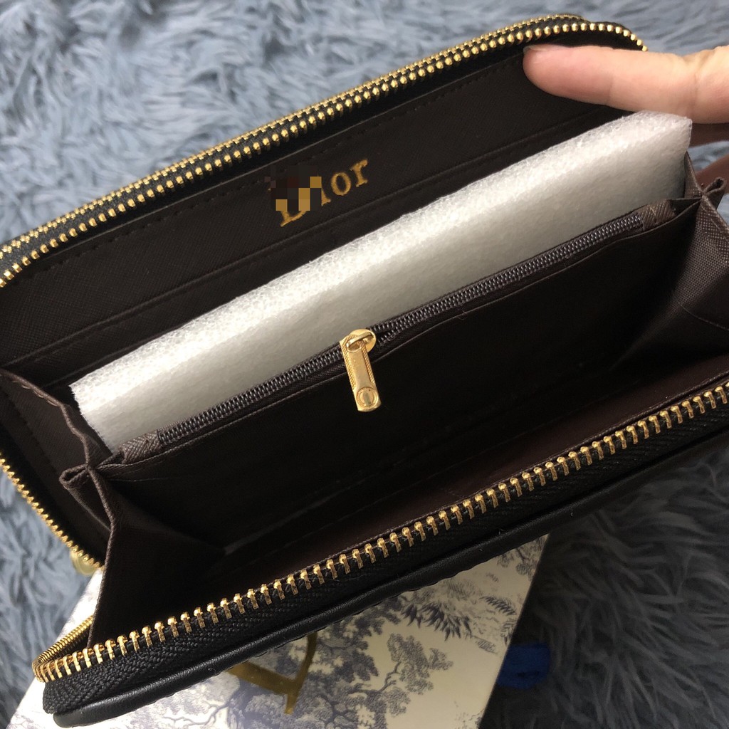 Clutch cầm tay chữ D thổ cẩm 2 ngăn kéo khóa cao cấp tặng kèm hộp