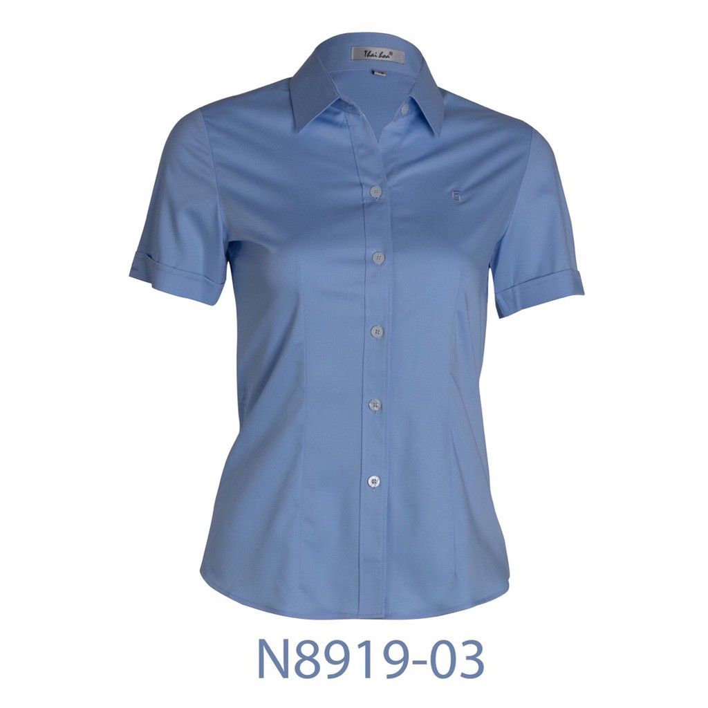 Áo Thái Hoà màu xanh thiên thanh vải sợi tre thoáng mát | BigBuy360 - bigbuy360.vn