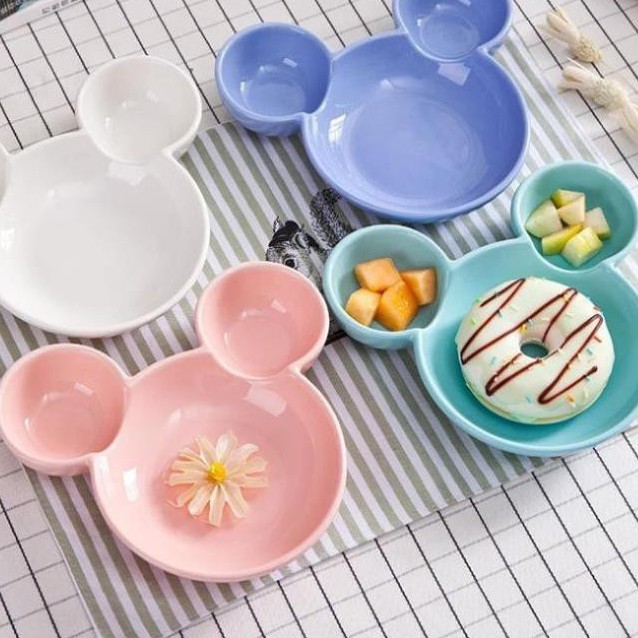 Khay ăn dặm sứ hình micky - Sứ Cao cấp