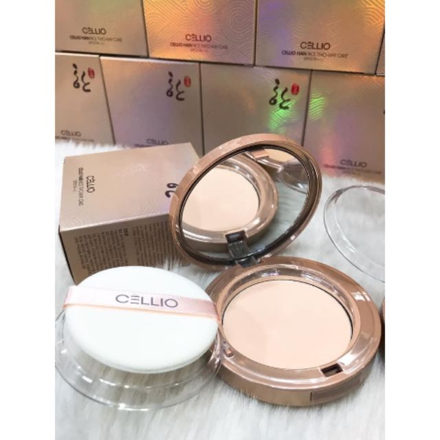 (Tặng kèm lõi) Phấn nền đông y 2 lõi Cellio Han Rice Two Way Cake SPF25 Hàn Quốc
