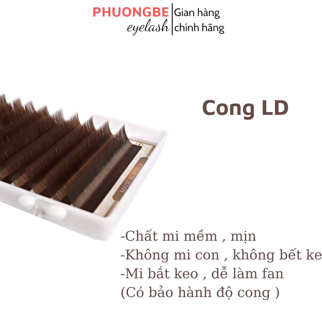 Mi khay nâu tây độ cong C CC D LD nối thiết kế thương hiệu Phương Bé Eyelash cao cấp