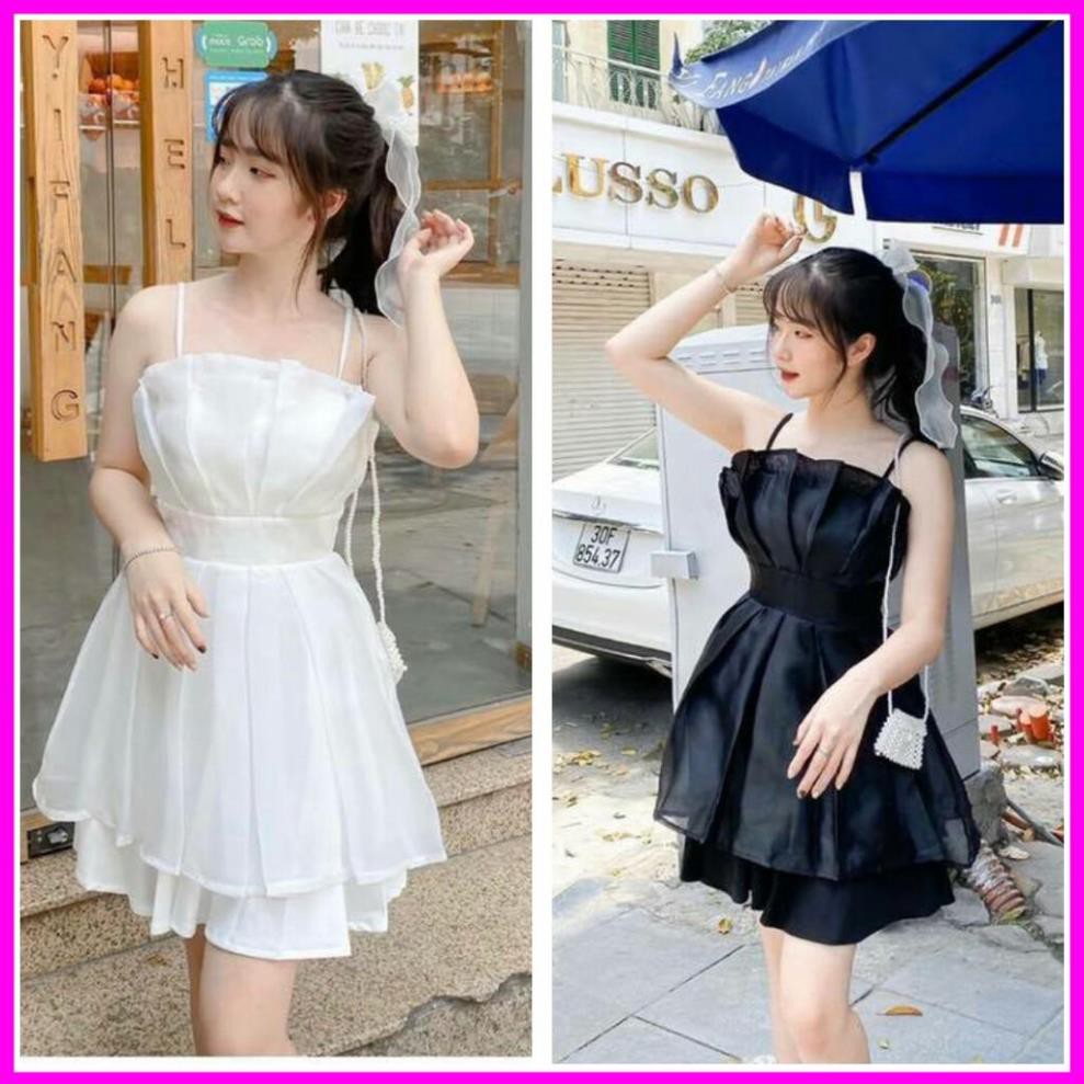 [  Freeship ] Đầm dạo phố 2 dây xếp bèo ngực nhẹ nhàng, dễ thương - Yuri Dress Đầm nữ dự tiệc