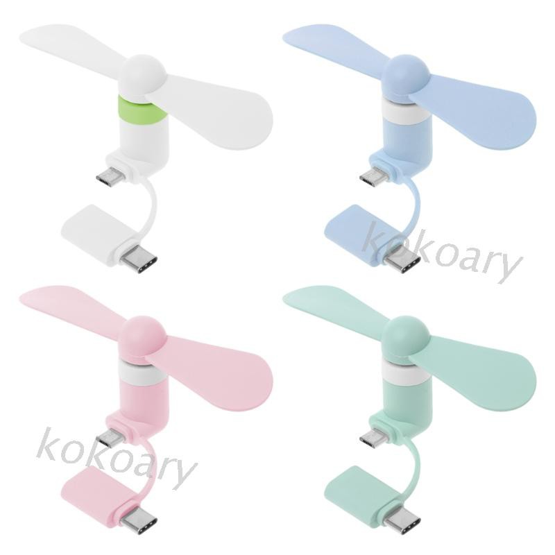 MINI FAN Quạt Mini Kokx 2 Trong 1 Cổng Micro Usb Cho Samsung Xiaomi Huawei Htc