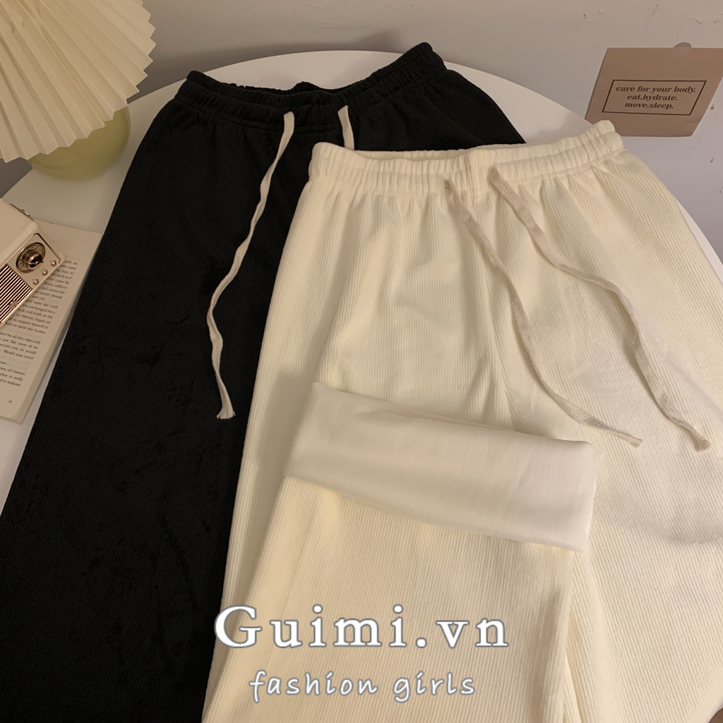 Quần ống rộng Lưng Thun Rút Dây Thời Trang Cho Nữ