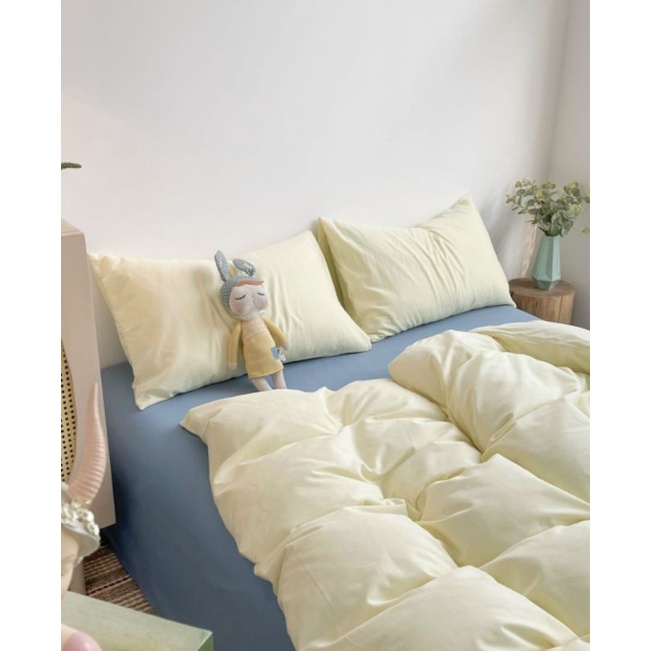 Bộ vỏ chăn ga gối cotton TC notag ( cotton đũi 2022). Chăn ga phong cách Hàn Quốc shopquycgg
