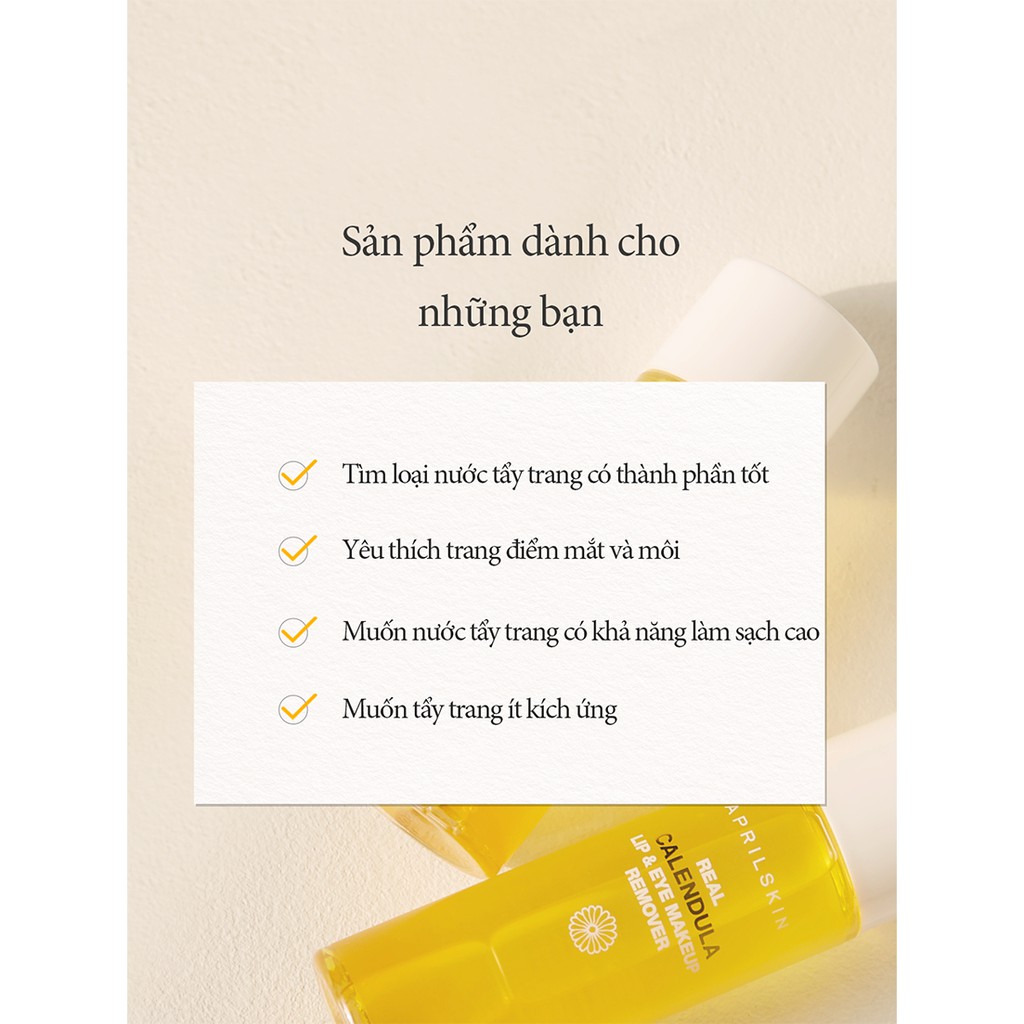 [Mã FMCGM50 - 8% đơn 250K] Tẩy trang mắt môi Real Calendula Lip &amp; Eye Makeup Remover