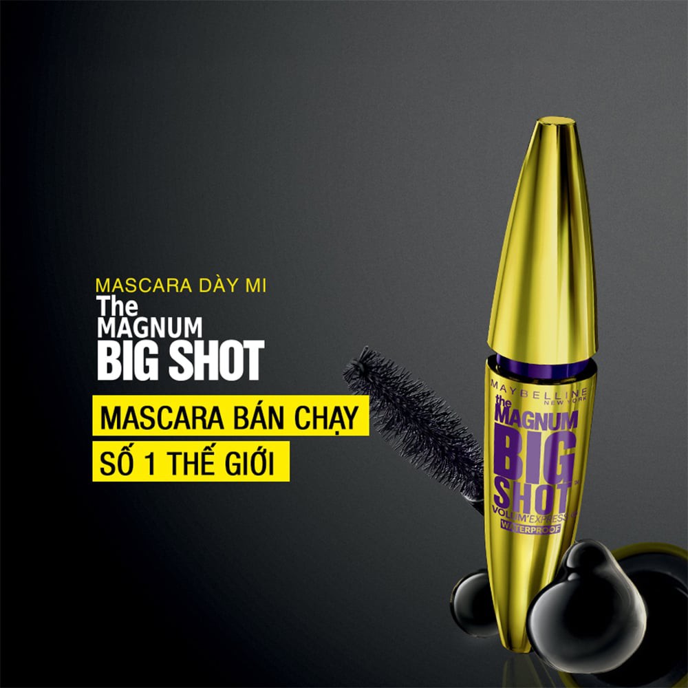 MASCARA Maybelline DÀY MI THE MAGNUM BIG SHOT ĐEN WATERPROOF KHÔNG LEM KHÔNG TRÔI 10ml