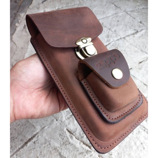 Bao da đựng điện thoại kèm bao da zippo