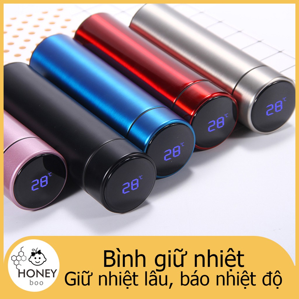 Bình Giữ Nhiệt 500ml Nắp Cảm Ứng Nhiệt Độ Nóng Lạnh Inox Thông Minh Hiện Đại Siêu Rẻ + Tặng kèm lượt trà【BTL-SUHU】