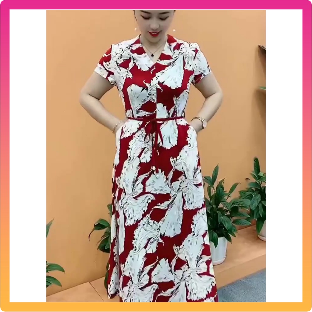 Váy Đầm Trung Niên Nữ Cho Mẹ Họa Tiết Dáng Dài - Thời Trang Cho Người Lớn Tuổi Trung Tuổi U40 U50 Giá Rẻ Đẹp Bigsize