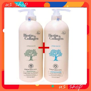 (Hàng chính hãng)Cặp Dầu Gội Xả Biotin Collagen Trắng 1000ML
