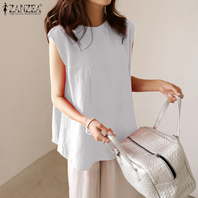 Áo Thun ZANZEA Nữ Cộc Tay Cổ Tròn Kiểu Hàn Xinh Xắn