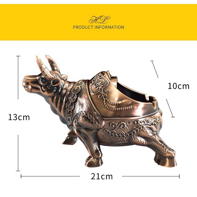 Gạt Tàn Trâu Đồng, Gạt Tàn Trâu Cỡ Đại Kim Loại Trang Trí Nhà Cửa