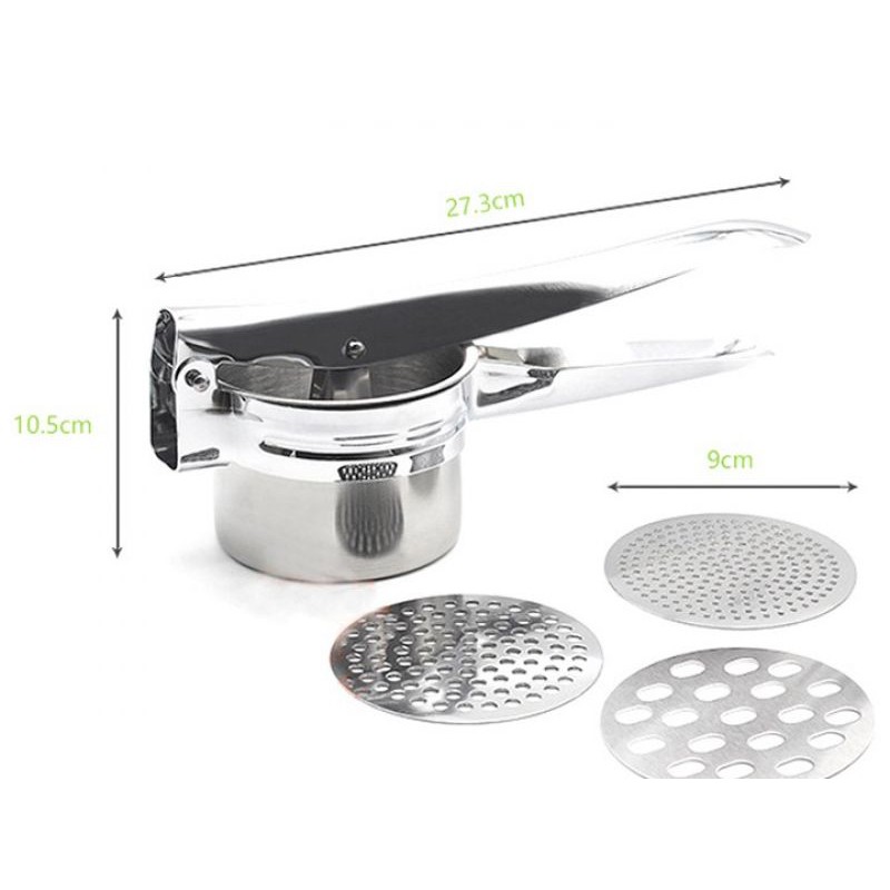 Dụng cụ nghiền khoai tây, ép củ quả, làm bún mì 3 vỉ khuôn (Inox)