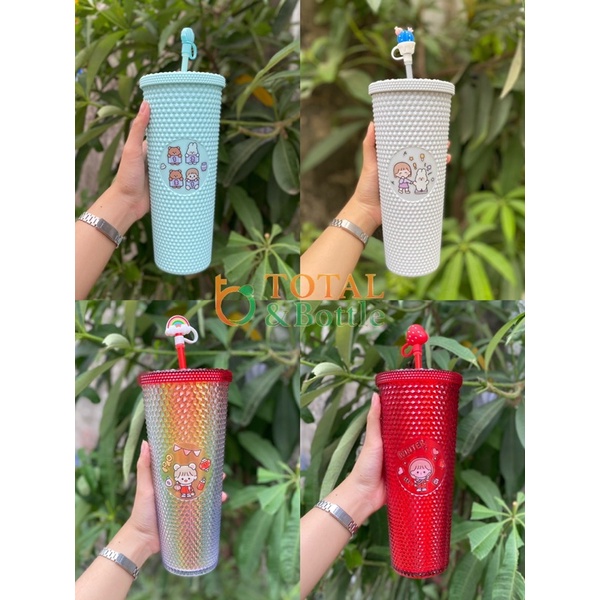 Cốc đựng nước STARBUCK Durian sầu riêng 710ml vỏ sần phiên bản giới hạn tặng kèm ống hút - Total Bottle