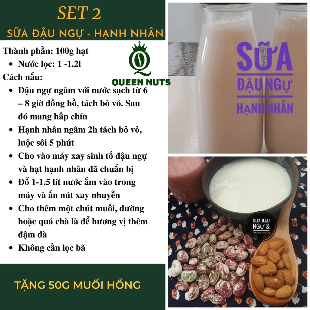 [TẶNG MUỐI HỒNG] Set Hạt dinh dưỡng làm sữa - Mix Sẵn 10 Ngày - Nấu đồ ăn dặm cho bé