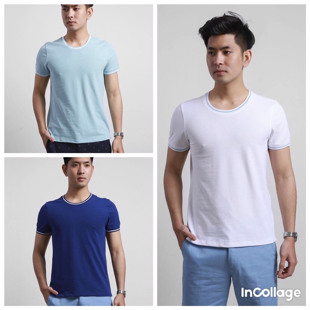 (Gốc 245k) Áo t shirt ngắn tay nam Aristino CHÍNH HÃNG – GIẢM GIÁ ATS004S8, chất liệu cotton, dáng slimfit