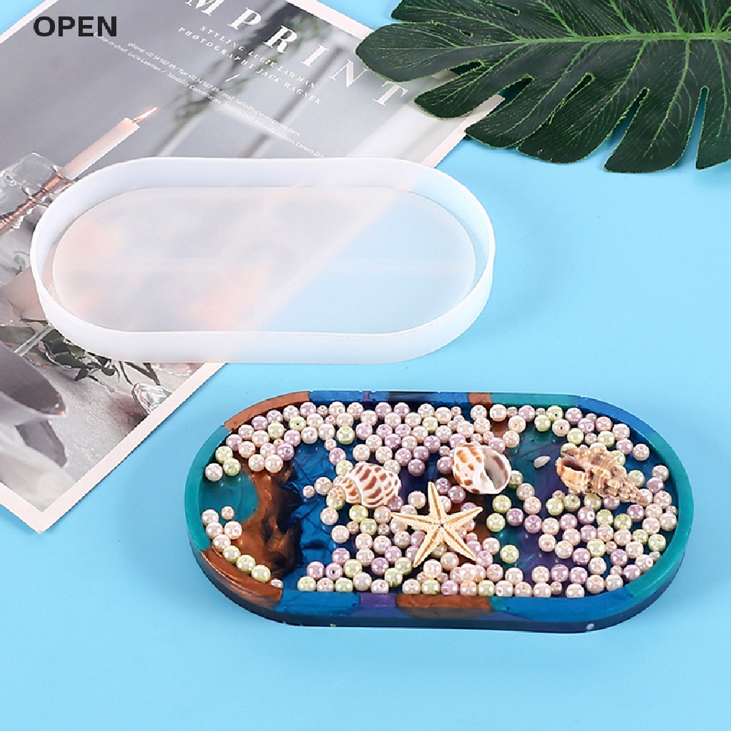 Khuôn Silicon Hình Oval Làm Đế Lót Ly Bằng Resin Epoxy / Đất Sét DIY Giá Đỡ