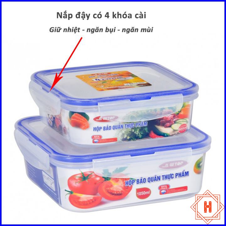 Bộ 2 hộp đựng đồ đông 2241 - hộp đựng thực phẩm 4 khóa Song Long cao cấp { H }
