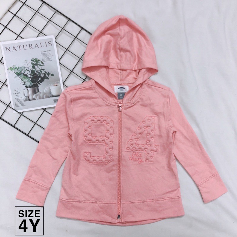 Áo khoá da cá ol.dnavy nền hồng size:4y(15-17kg)