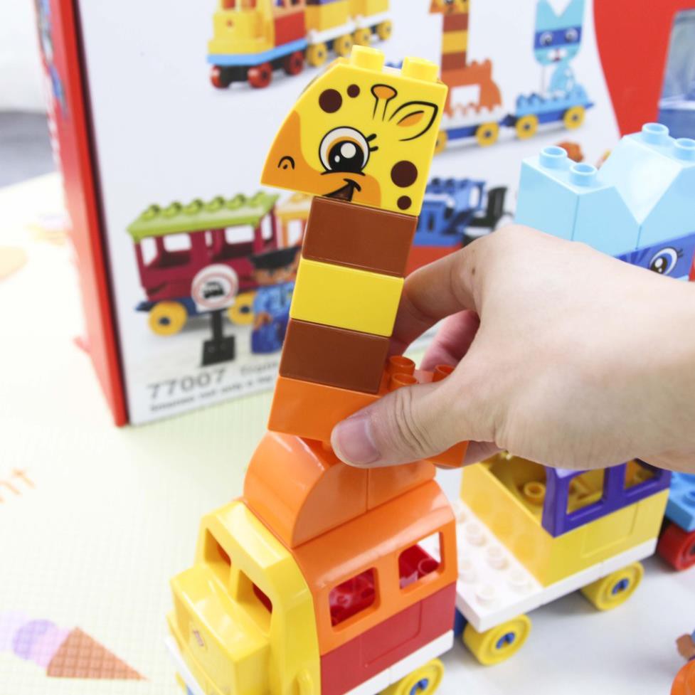 [Freeship 10k] Bộ đồ chơi lắp ráp Smoneo Duplo tàu hỏa, động vật Toyshouse - 60 mảnh ghép 77007 Sản phẩm chính hãng