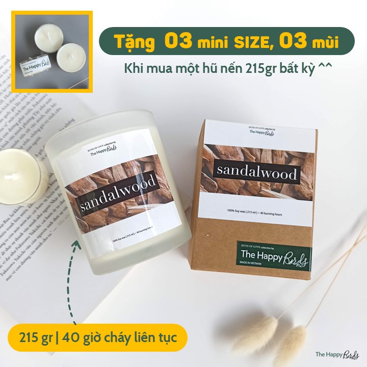 Nến thơm phòng ngủ phòng tắm hương gỗ Sandalwood Twilight Forest từ sáp đậu nành và tinh dầu tự nhiên