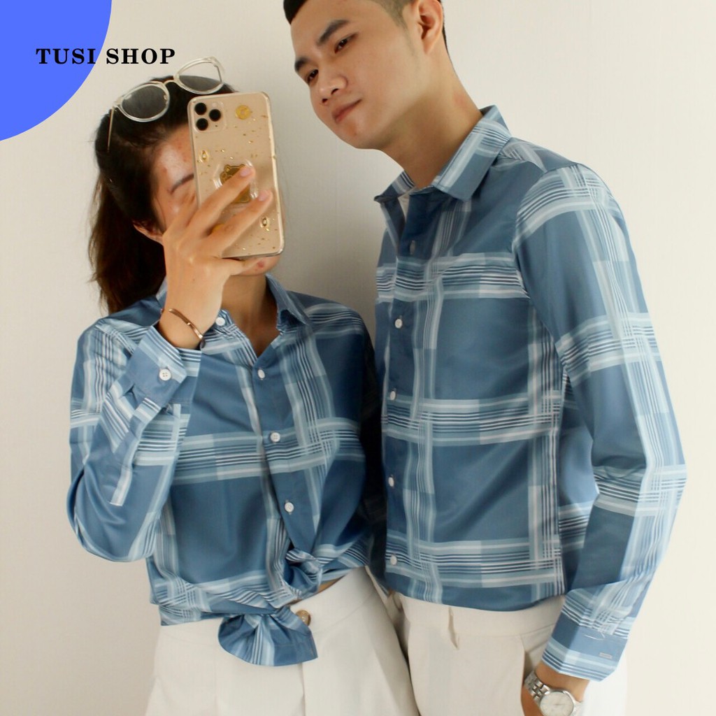 [SIÊU GIẢM GIÁ] Áo sơ mi 3D nam nữ cặp đôi chất liệu kate lụa HOẠ TIẾT CARO | BigBuy360 - bigbuy360.vn