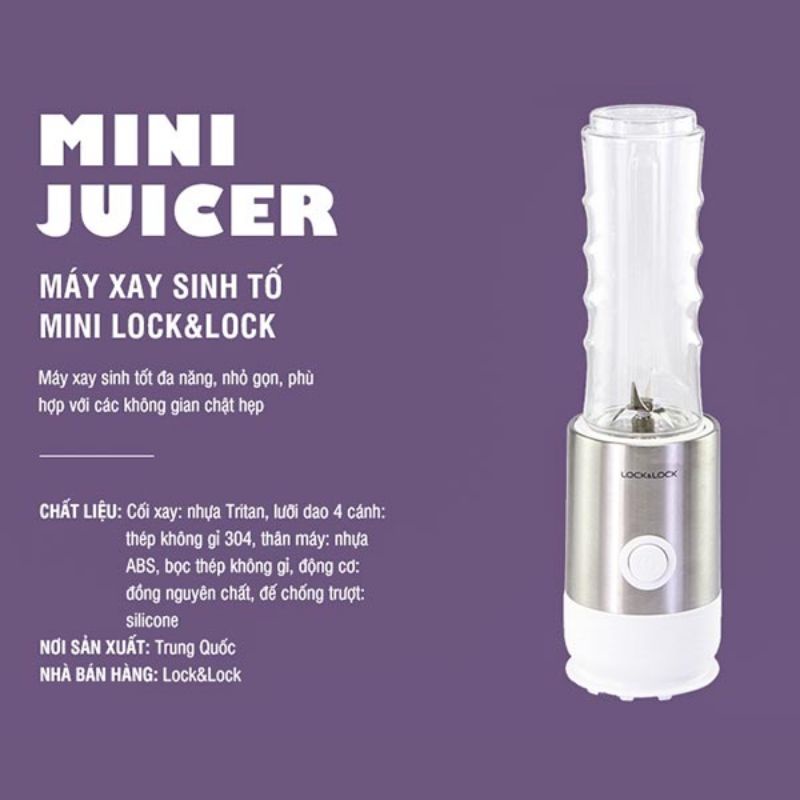 Máy Xay sinh Tố Mini Juicer LocknLock EJM241 - Màu Trắng