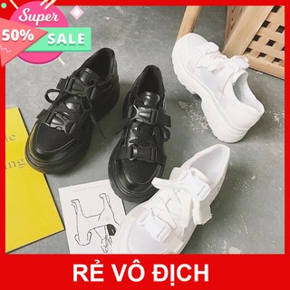[order ] giày đế khủng nữ đen trắng