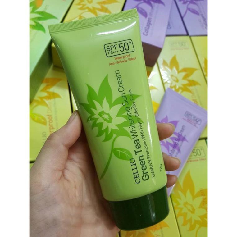 Kem chống nắng trà xanh Cellio Green Tea Whitening Sun Cream SPF 50+