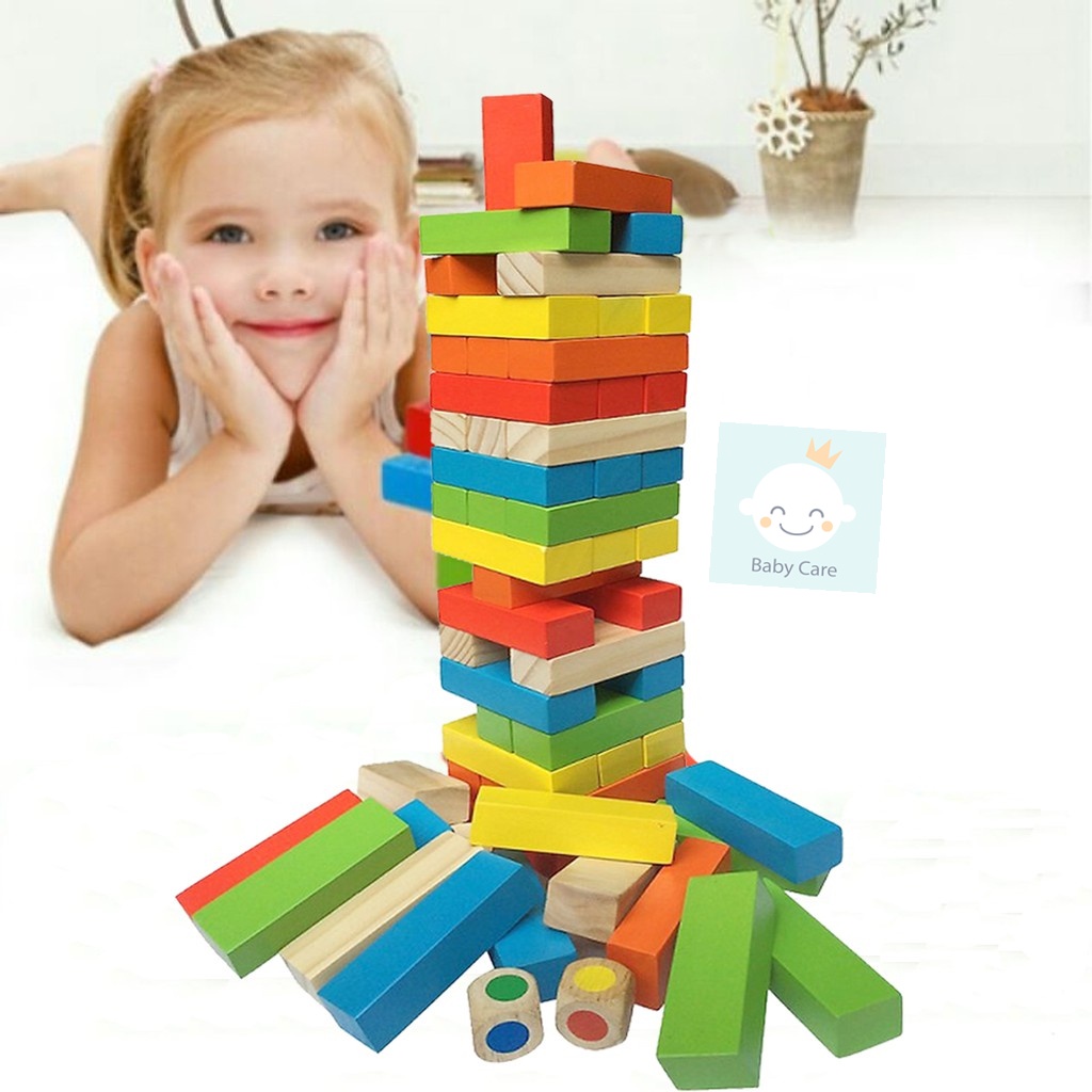 Trò Chơi Rút Gỗ 48 Thanh Có Màu Chất Lượng Cao - Size Lớn Nhất - BabyCare Shop
