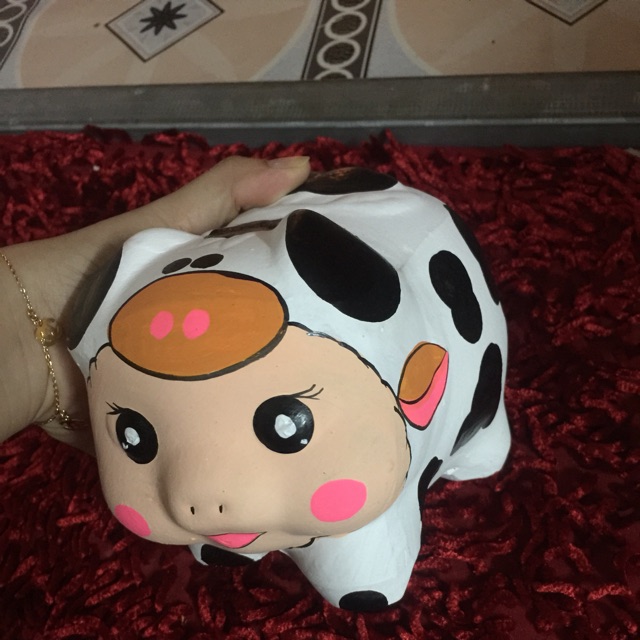 Heo đất  handmade bò sữa mặt da size M