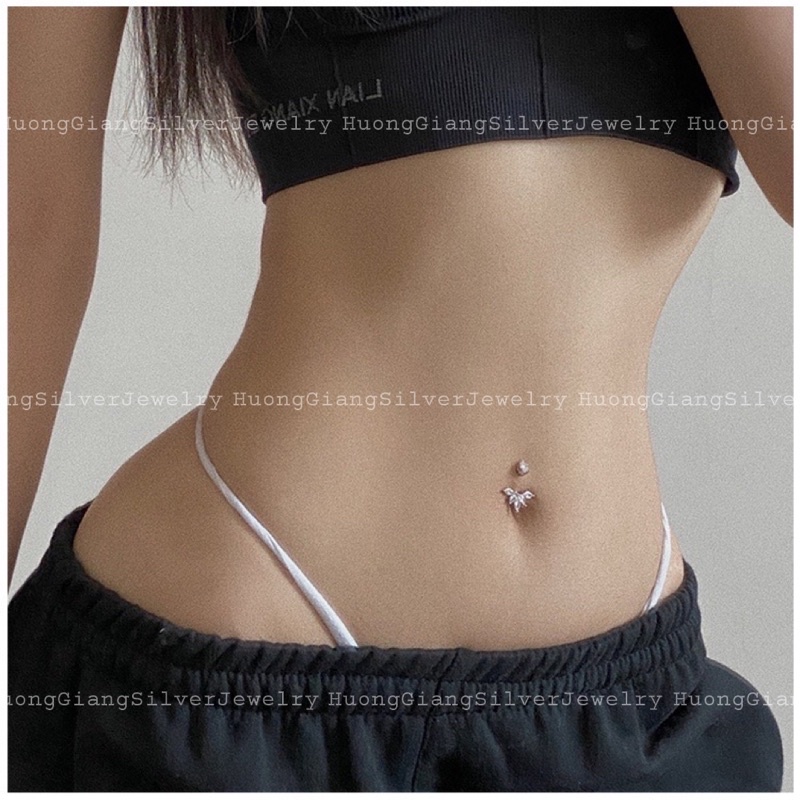 Khuyên rốn Doris Bạc s925 xi kim - HuongGiangSilver